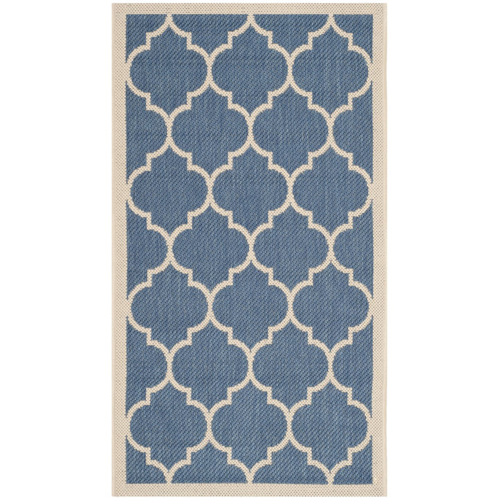 SAFAVIEH Indoor Outdoor CY6914-243 Courtyard Blue / Beige Rug Image 1