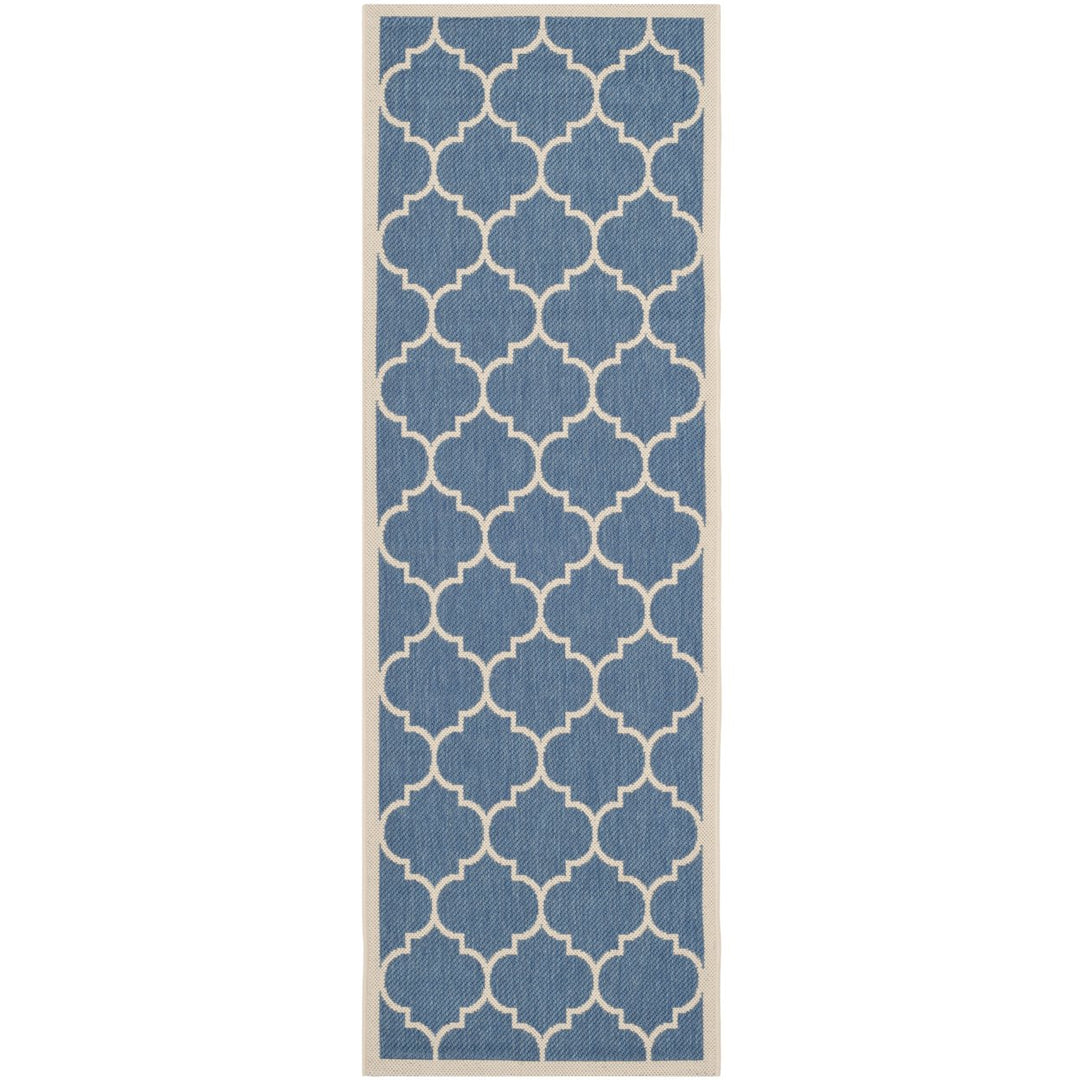 SAFAVIEH Indoor Outdoor CY6914-243 Courtyard Blue / Beige Rug Image 1