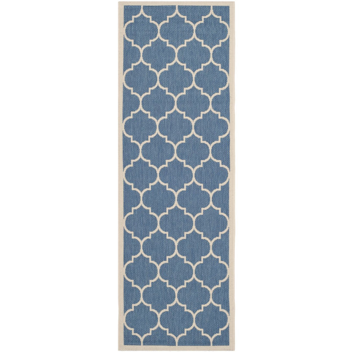 SAFAVIEH Indoor Outdoor CY6914-243 Courtyard Blue / Beige Rug Image 1