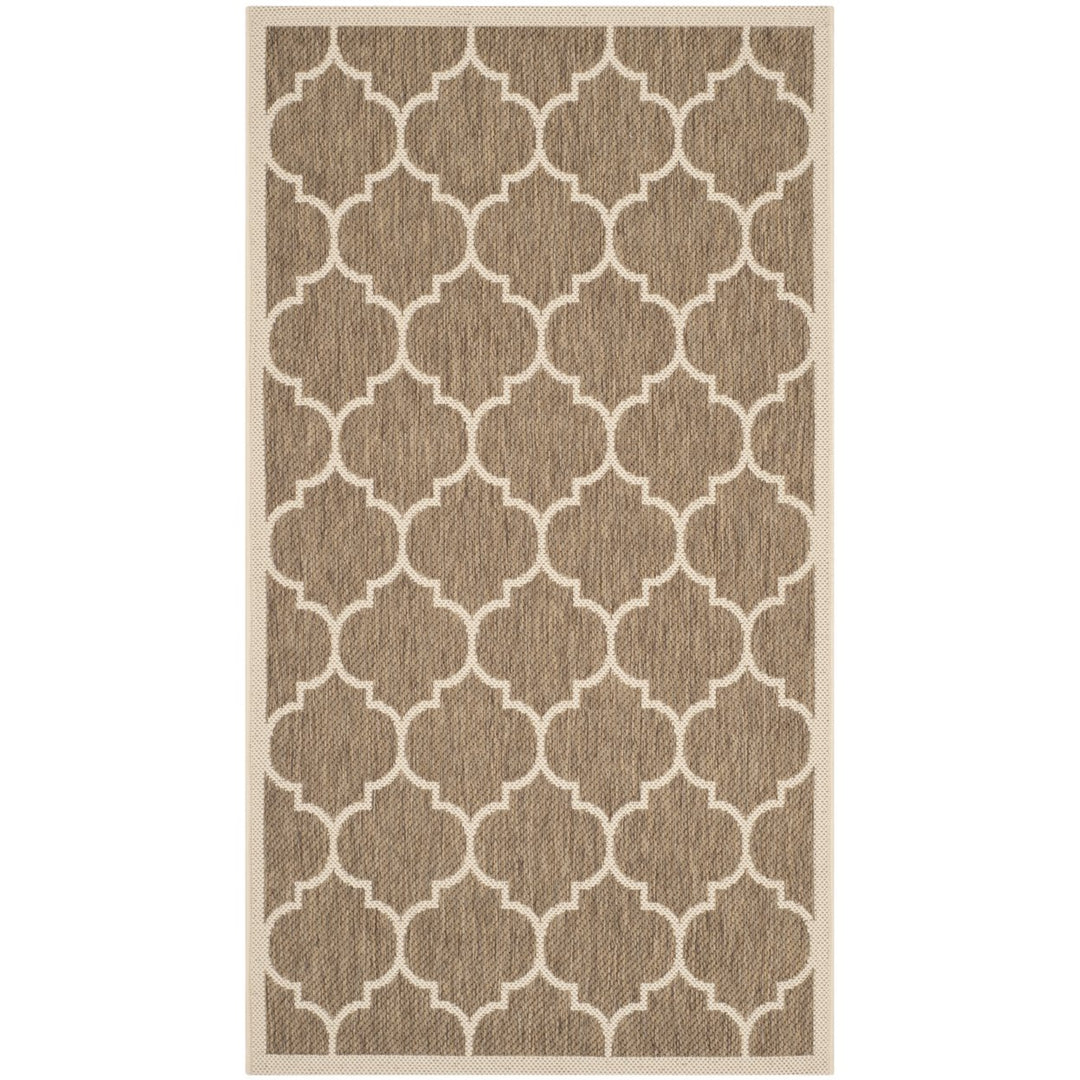 SAFAVIEH Indoor Outdoor CY6914-242 Courtyard Brown / Bone Rug Image 1