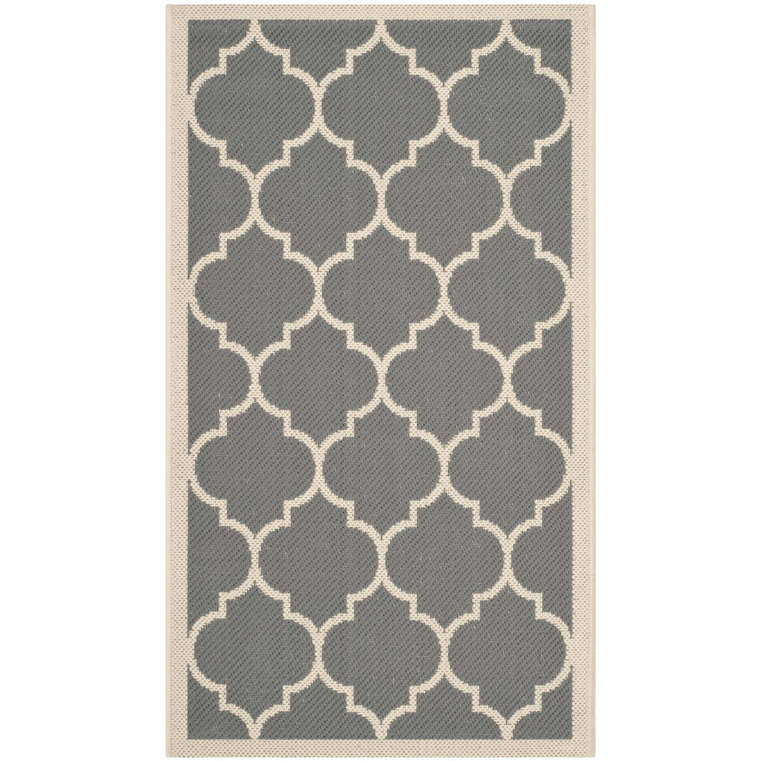 SAFAVIEH Outdoor CY6914-246 Courtyard Anthracite / Beige Rug Image 1