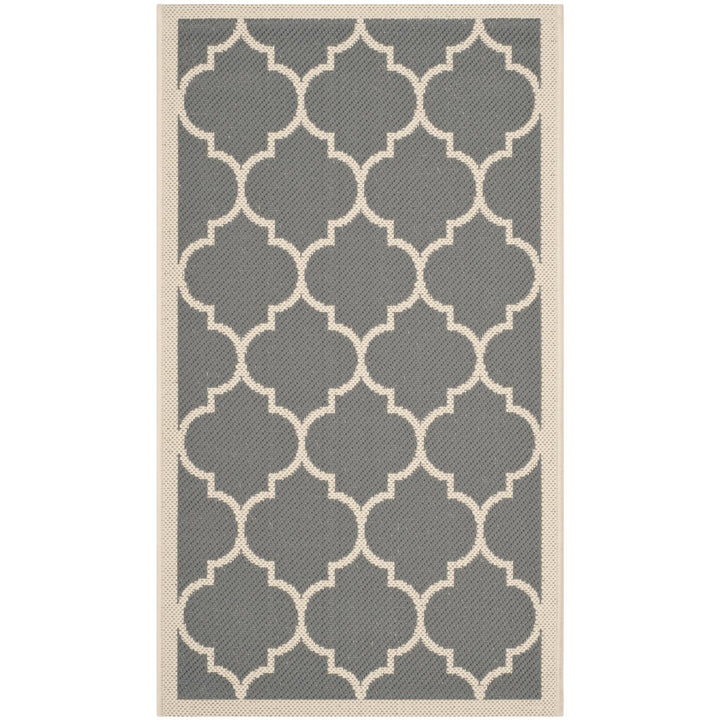 SAFAVIEH Outdoor CY6914-246 Courtyard Anthracite / Beige Rug Image 1