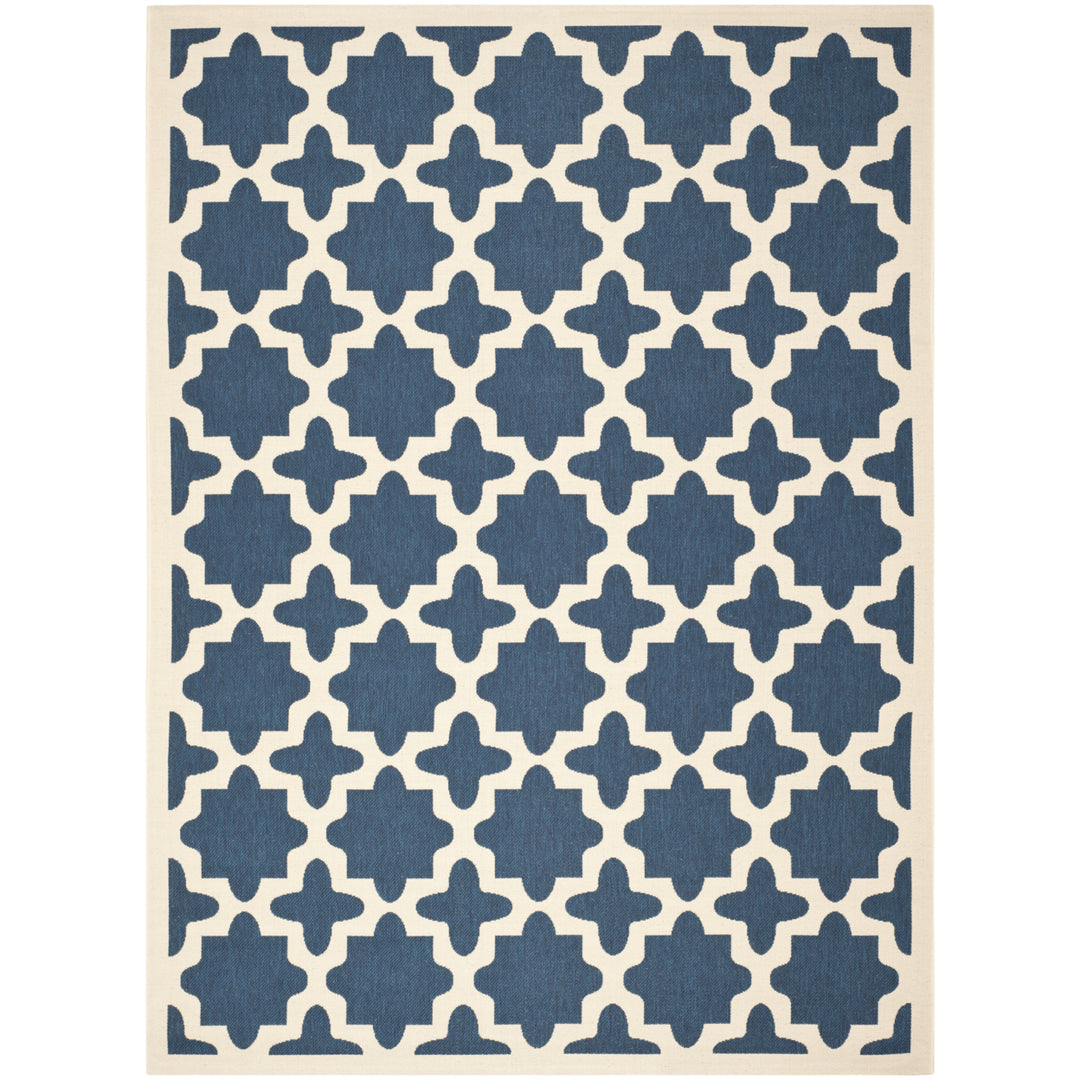 SAFAVIEH Indoor Outdoor CY6913-268 Courtyard Navy / Beige Rug Image 4