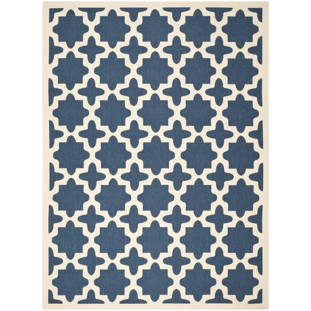 SAFAVIEH Indoor Outdoor CY6913-268 Courtyard Navy / Beige Rug Image 1