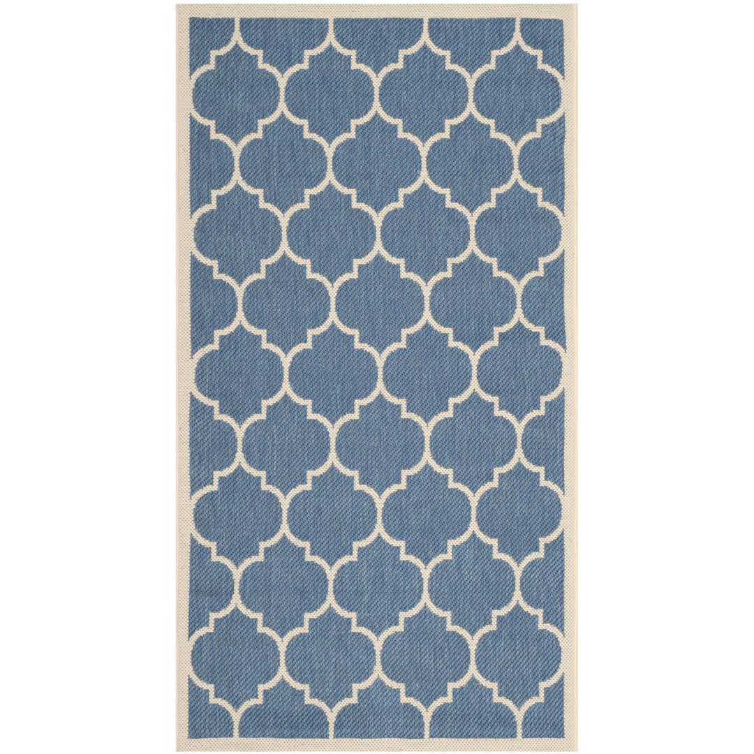 SAFAVIEH Indoor Outdoor CY6914-243 Courtyard Blue / Beige Rug Image 1