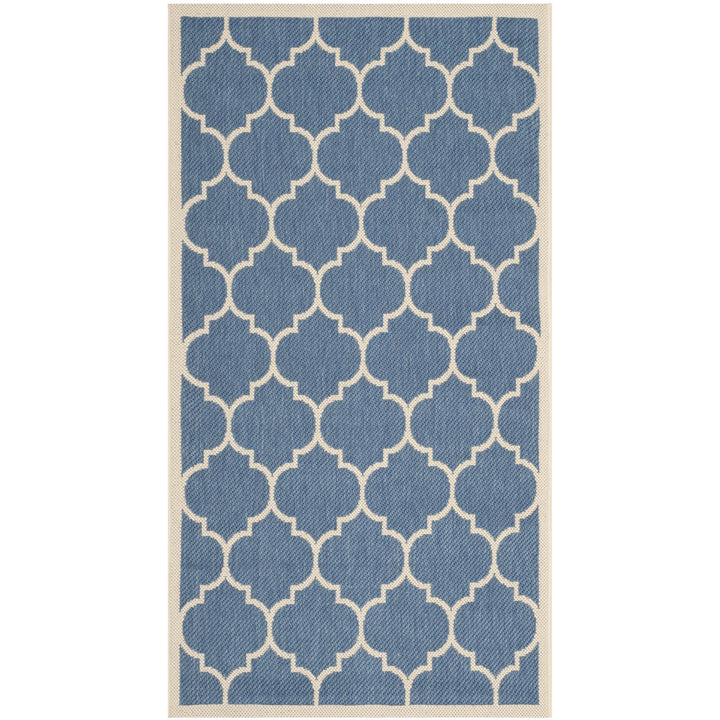 SAFAVIEH Indoor Outdoor CY6914-243 Courtyard Blue / Beige Rug Image 1