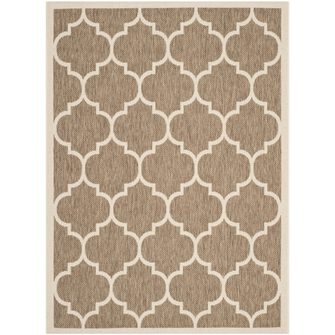 SAFAVIEH Indoor Outdoor CY6914-242 Courtyard Brown / Bone Rug Image 1