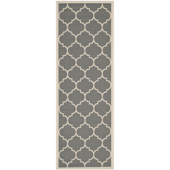 SAFAVIEH Outdoor CY6914-246 Courtyard Anthracite / Beige Rug Image 1