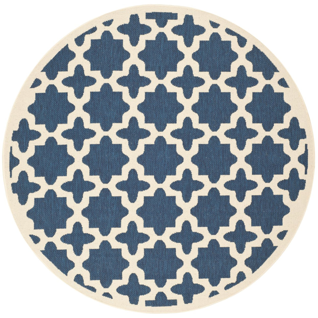 SAFAVIEH Indoor Outdoor CY6913-268 Courtyard Navy / Beige Rug Image 5