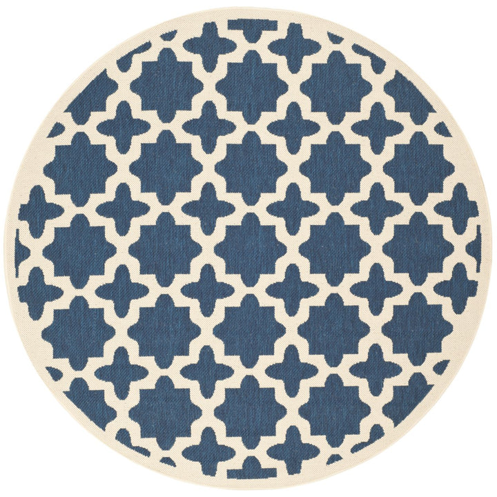 SAFAVIEH Indoor Outdoor CY6913-268 Courtyard Navy / Beige Rug Image 5