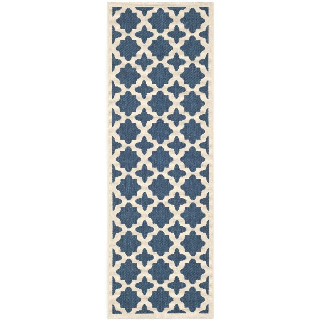 SAFAVIEH Indoor Outdoor CY6913-268 Courtyard Navy / Beige Rug Image 1