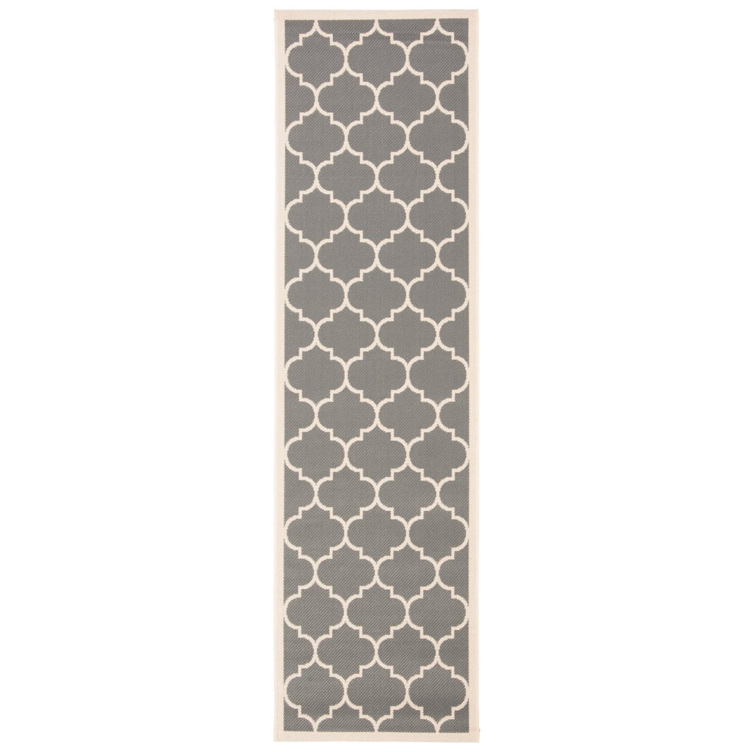 SAFAVIEH Outdoor CY6914-246 Courtyard Anthracite / Beige Rug Image 1