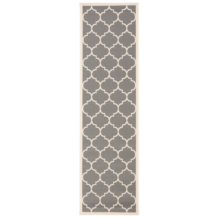 SAFAVIEH Outdoor CY6914-246 Courtyard Anthracite / Beige Rug Image 1