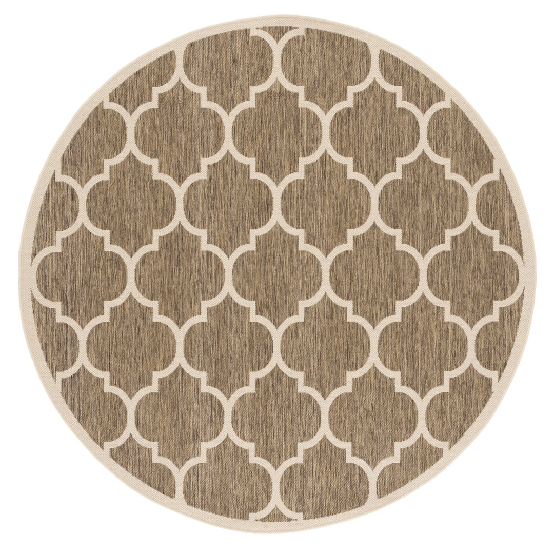 SAFAVIEH Indoor Outdoor CY6914-242 Courtyard Brown / Bone Rug Image 1