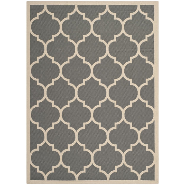 SAFAVIEH Outdoor CY6914-246 Courtyard Anthracite / Beige Rug Image 1