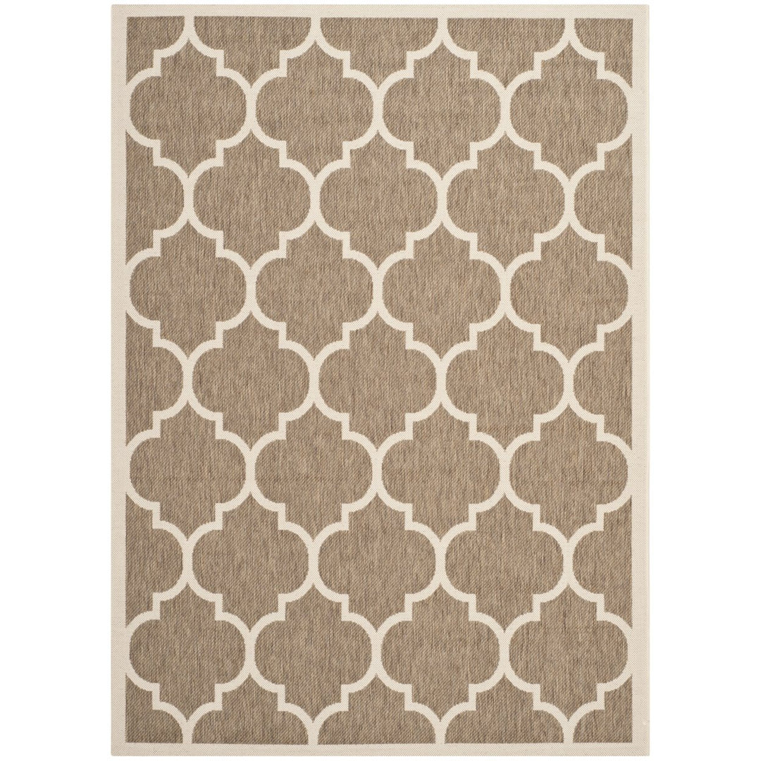 SAFAVIEH Indoor Outdoor CY6914-242 Courtyard Brown / Bone Rug Image 1