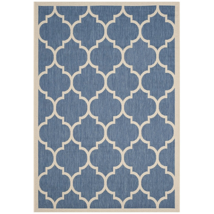 SAFAVIEH Indoor Outdoor CY6914-243 Courtyard Blue / Beige Rug Image 1