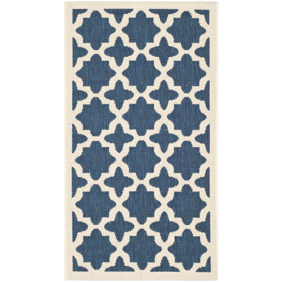 SAFAVIEH Indoor Outdoor CY6913-268 Courtyard Navy / Beige Rug Image 10