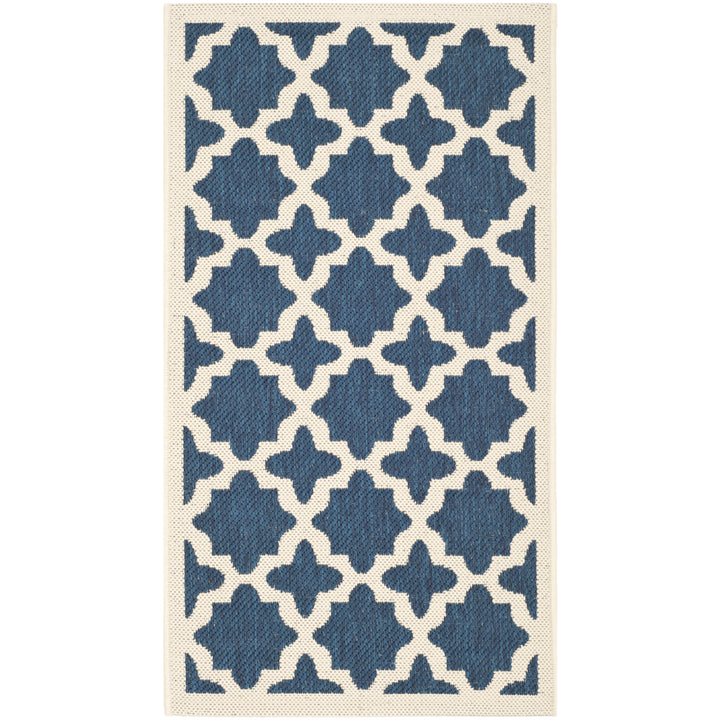 SAFAVIEH Indoor Outdoor CY6913-268 Courtyard Navy / Beige Rug Image 10