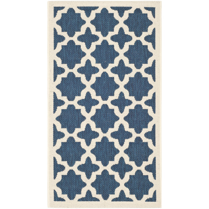 SAFAVIEH Indoor Outdoor CY6913-268 Courtyard Navy / Beige Rug Image 1