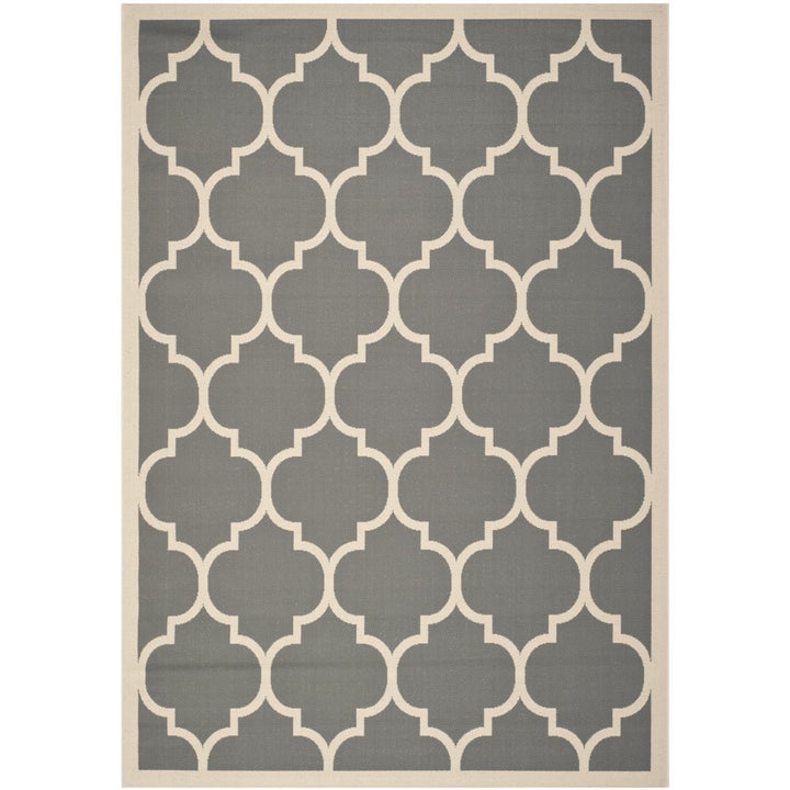 SAFAVIEH Outdoor CY6914-246 Courtyard Anthracite / Beige Rug Image 1