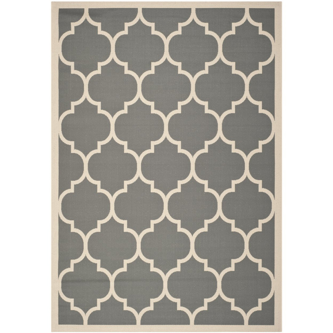 SAFAVIEH Outdoor CY6914-246 Courtyard Anthracite / Beige Rug Image 1