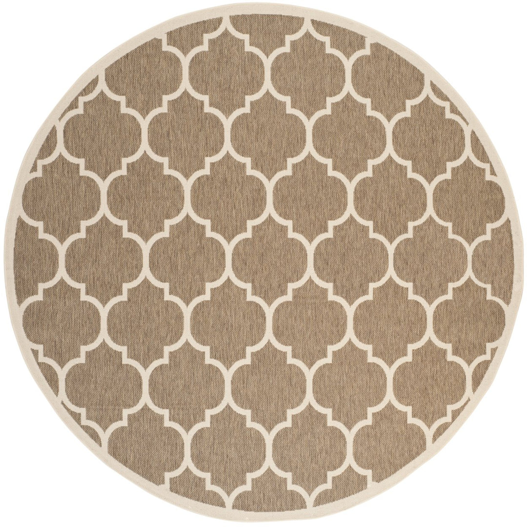 SAFAVIEH Indoor Outdoor CY6914-242 Courtyard Brown / Bone Rug Image 1