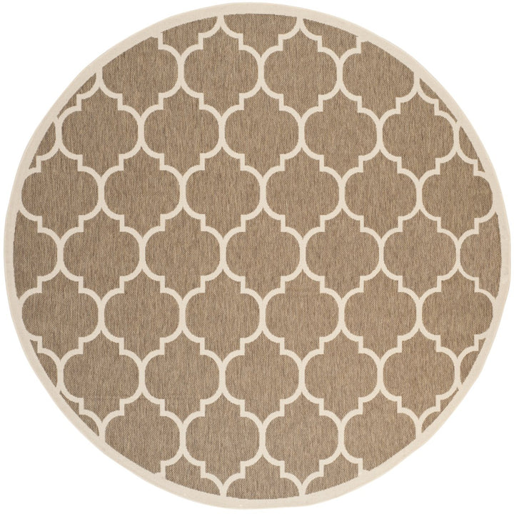 SAFAVIEH Indoor Outdoor CY6914-242 Courtyard Brown / Bone Rug Image 1