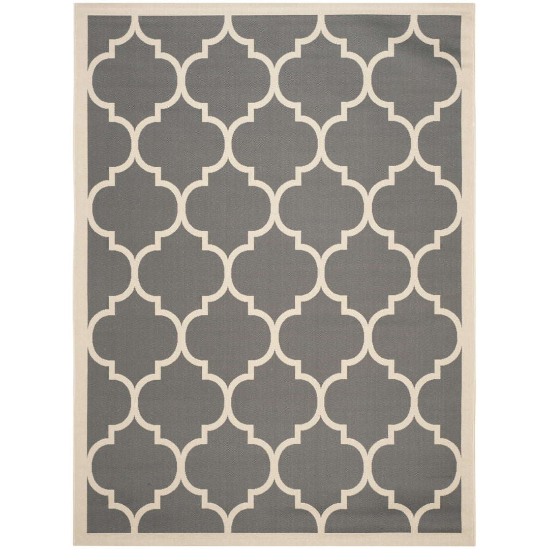 SAFAVIEH Outdoor CY6914-246 Courtyard Anthracite / Beige Rug Image 9