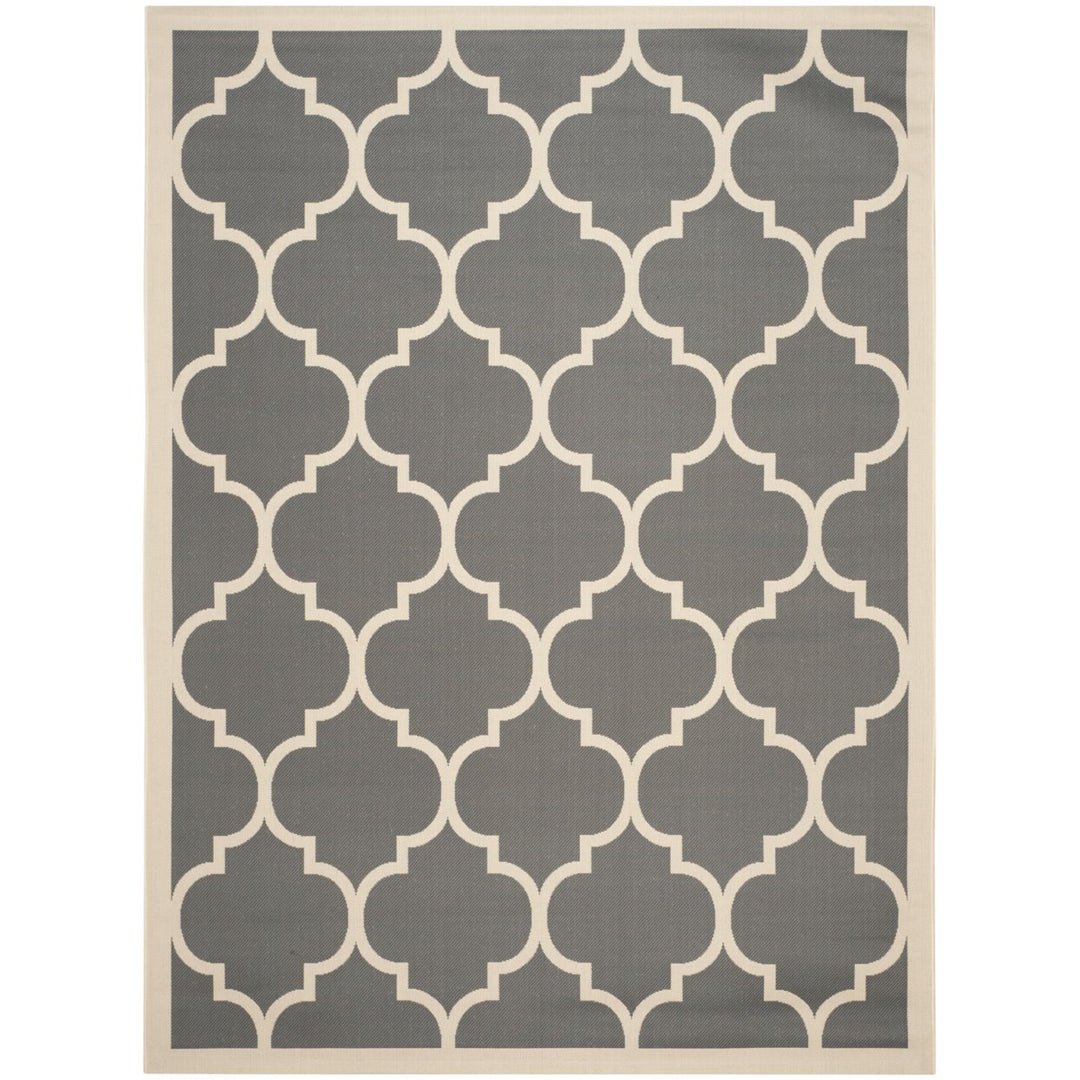 SAFAVIEH Outdoor CY6914-246 Courtyard Anthracite / Beige Rug Image 1