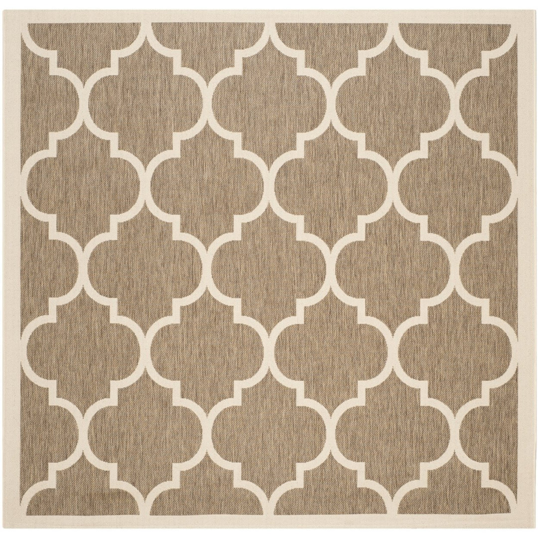 SAFAVIEH Indoor Outdoor CY6914-242 Courtyard Brown / Bone Rug Image 1