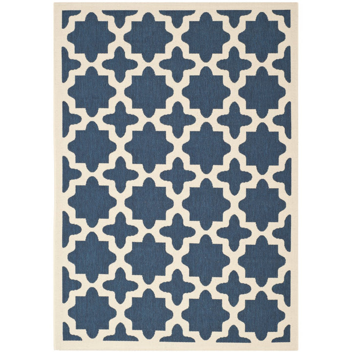 SAFAVIEH Indoor Outdoor CY6913-268 Courtyard Navy / Beige Rug Image 1