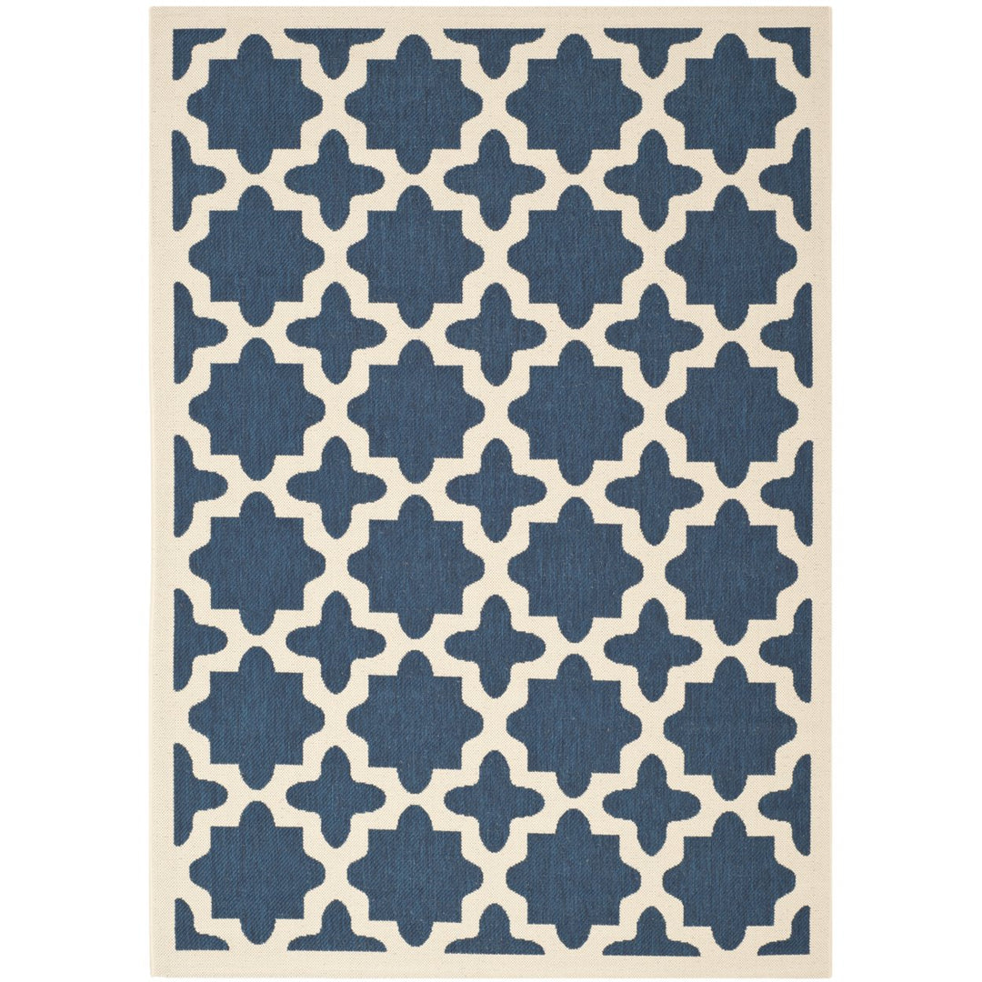 SAFAVIEH Indoor Outdoor CY6913-268 Courtyard Navy / Beige Rug Image 1