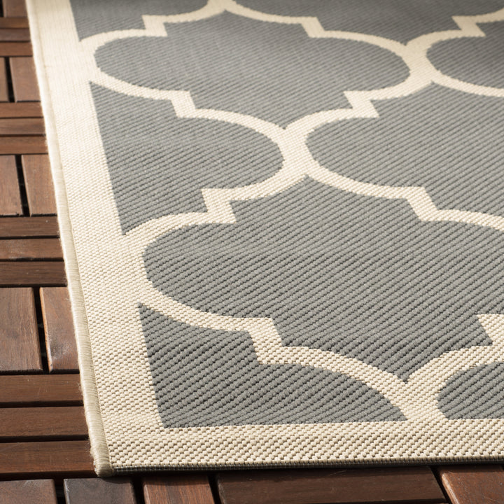 SAFAVIEH Outdoor CY6914-246 Courtyard Anthracite / Beige Rug Image 12