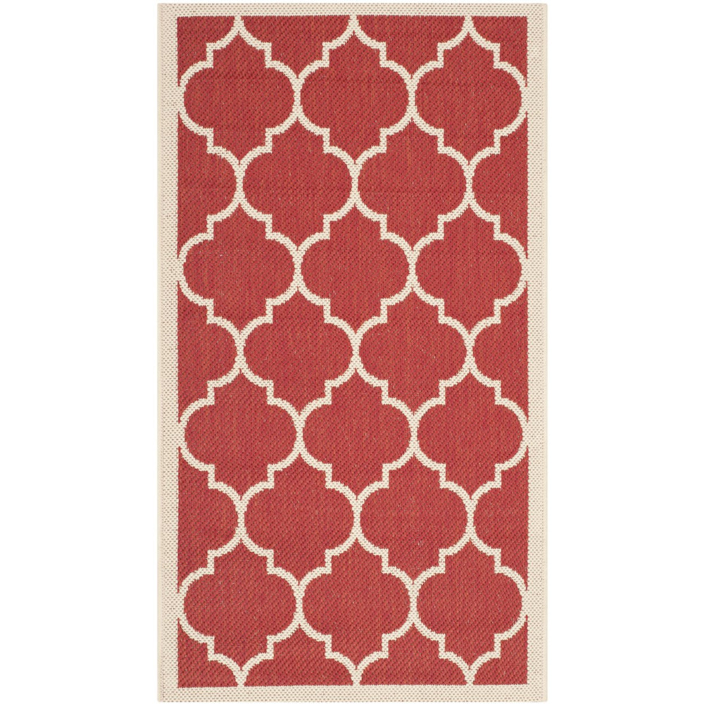 SAFAVIEH Outdoor CY6914-248 Courtyard Collection Red / Bone Rug Image 2