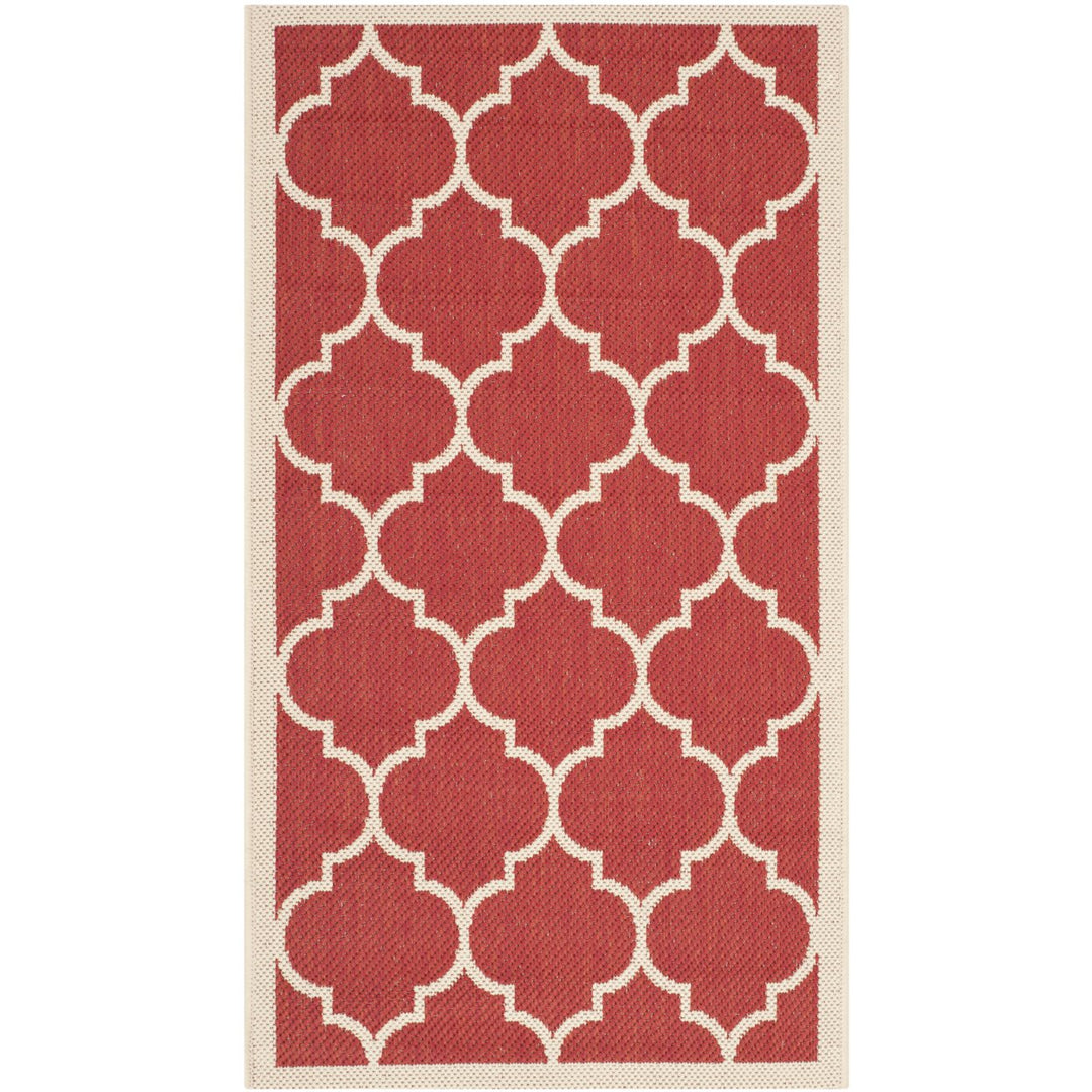 SAFAVIEH Outdoor CY6914-248 Courtyard Collection Red / Bone Rug Image 1