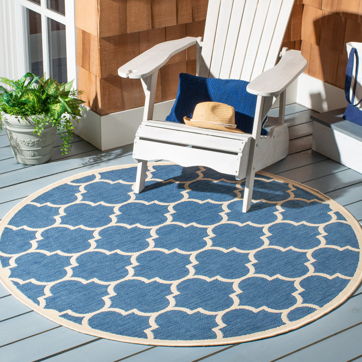 SAFAVIEH Indoor Outdoor CY6914-243 Courtyard Blue / Beige Rug Image 12