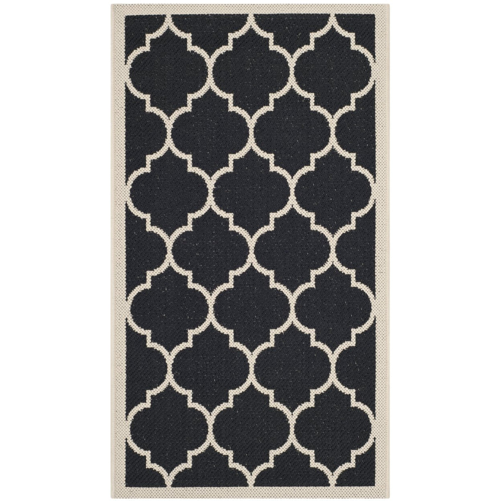 SAFAVIEH Indoor Outdoor CY6914-266 Courtyard Black / Beige Rug Image 2