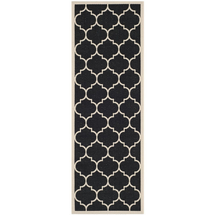 SAFAVIEH Indoor Outdoor CY6914-266 Courtyard Black / Beige Rug Image 1