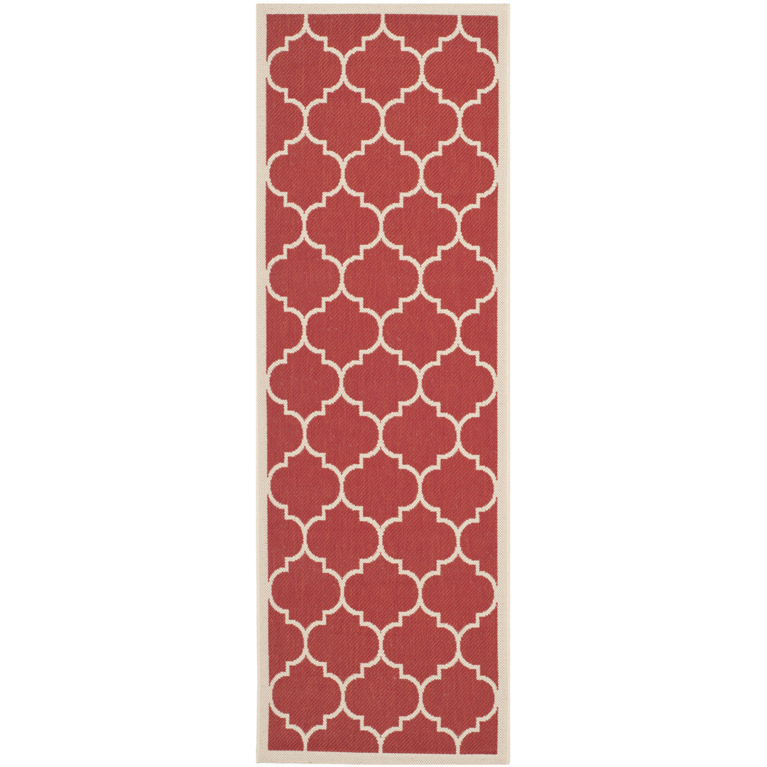 SAFAVIEH Outdoor CY6914-248 Courtyard Collection Red / Bone Rug Image 3