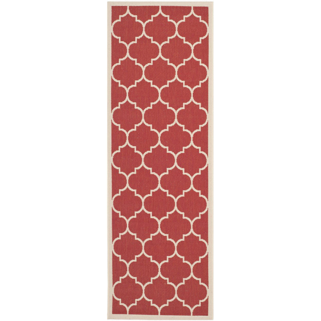 SAFAVIEH Outdoor CY6914-248 Courtyard Collection Red / Bone Rug Image 1