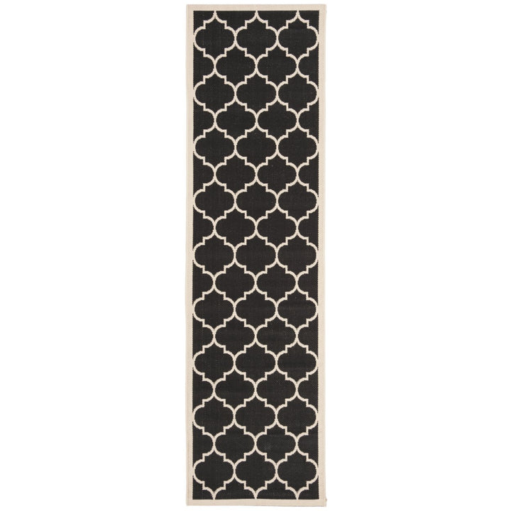 SAFAVIEH Indoor Outdoor CY6914-266 Courtyard Black / Beige Rug Image 1