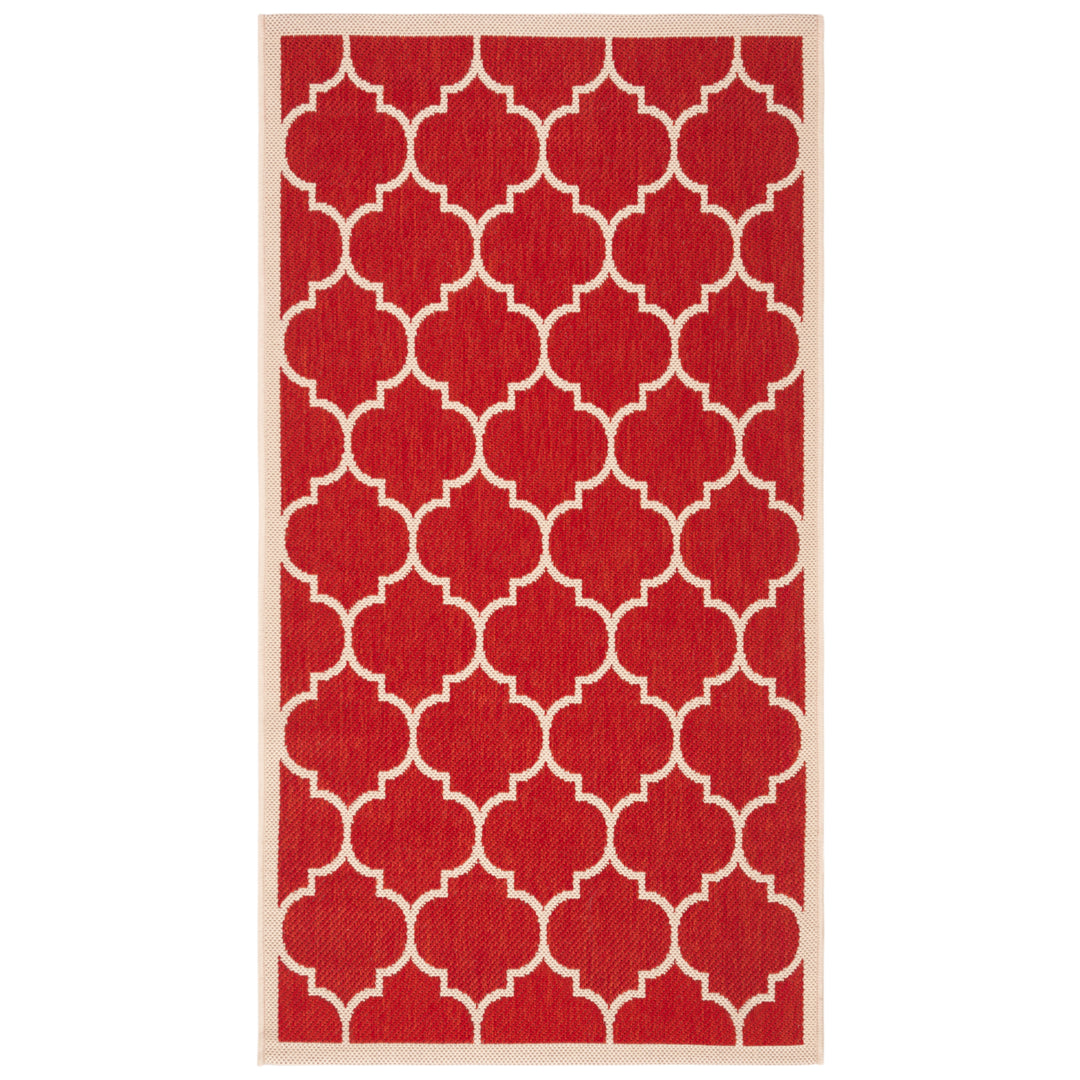 SAFAVIEH Outdoor CY6914-248 Courtyard Collection Red / Bone Rug Image 4