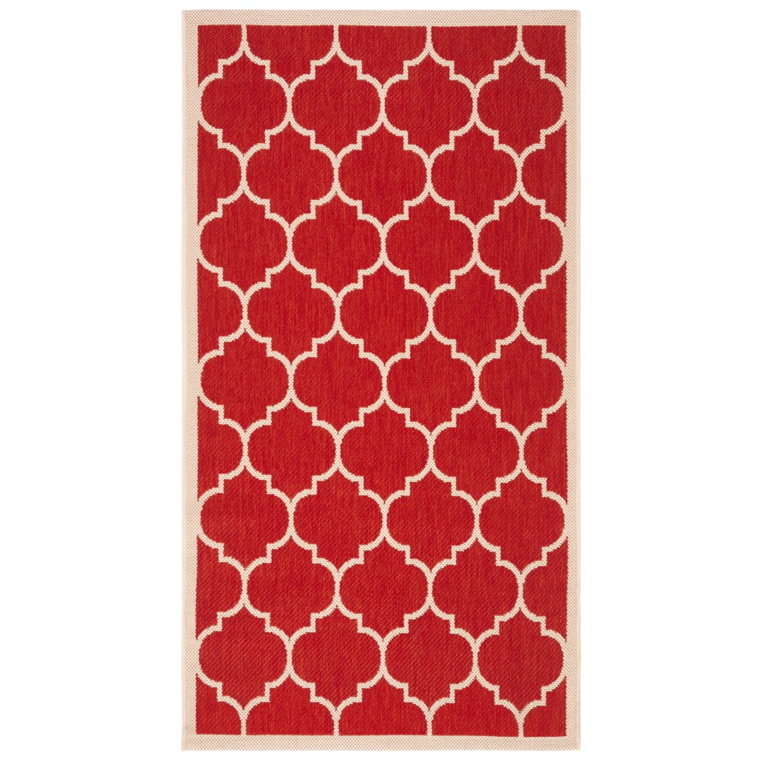 SAFAVIEH Outdoor CY6914-248 Courtyard Collection Red / Bone Rug Image 1