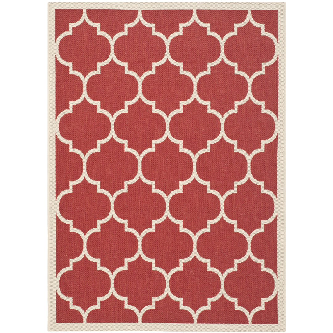 SAFAVIEH Outdoor CY6914-248 Courtyard Collection Red / Bone Rug Image 5