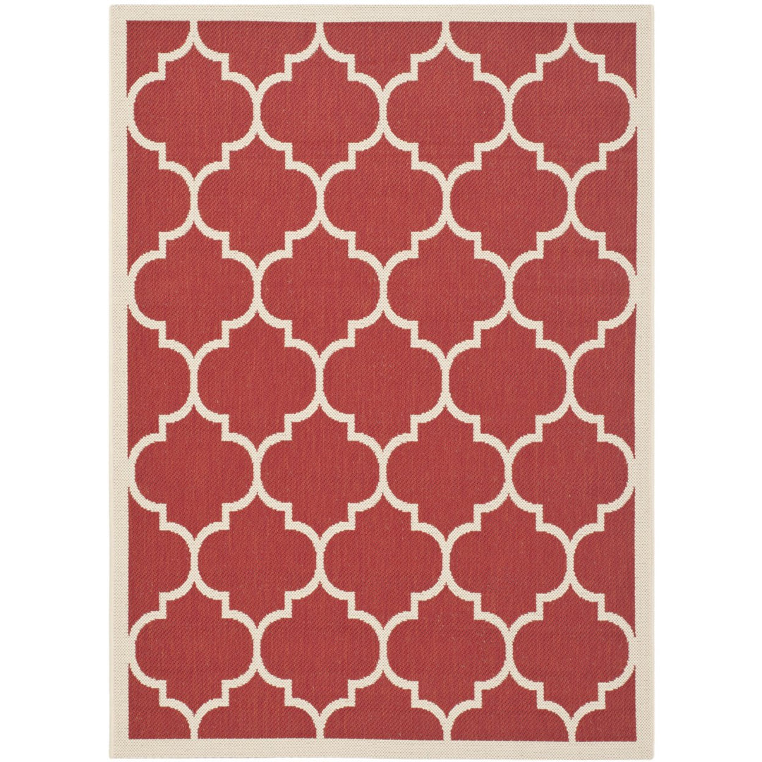 SAFAVIEH Outdoor CY6914-248 Courtyard Collection Red / Bone Rug Image 1