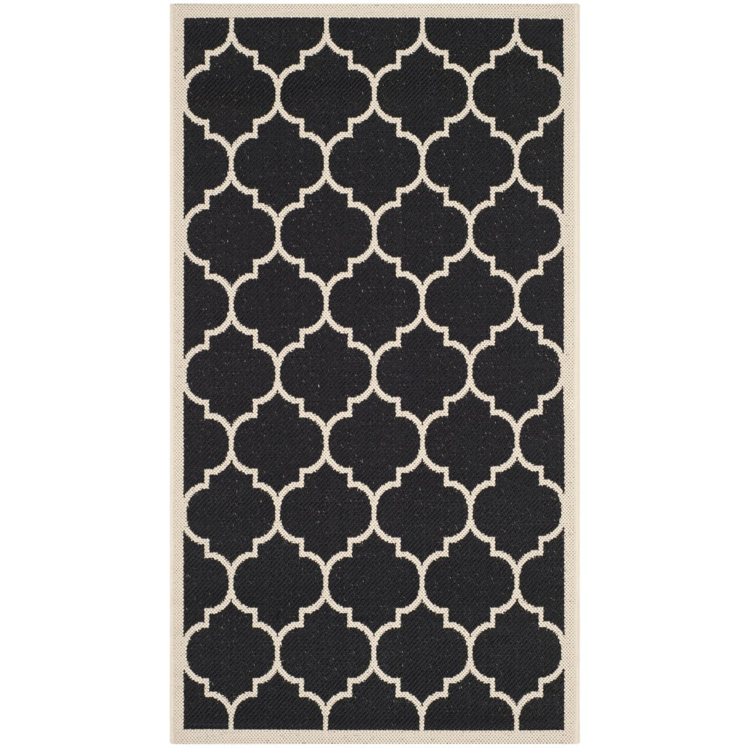 SAFAVIEH Indoor Outdoor CY6914-266 Courtyard Black / Beige Rug Image 1