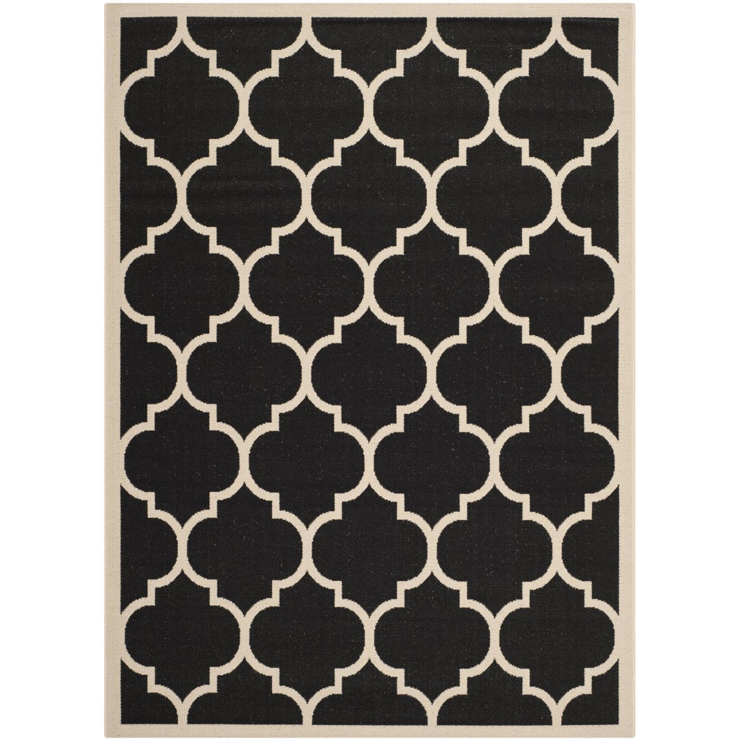 SAFAVIEH Indoor Outdoor CY6914-266 Courtyard Black / Beige Rug Image 1