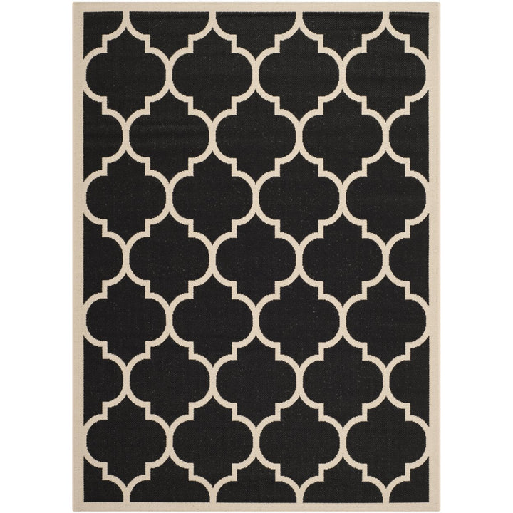 SAFAVIEH Indoor Outdoor CY6914-266 Courtyard Black / Beige Rug Image 1