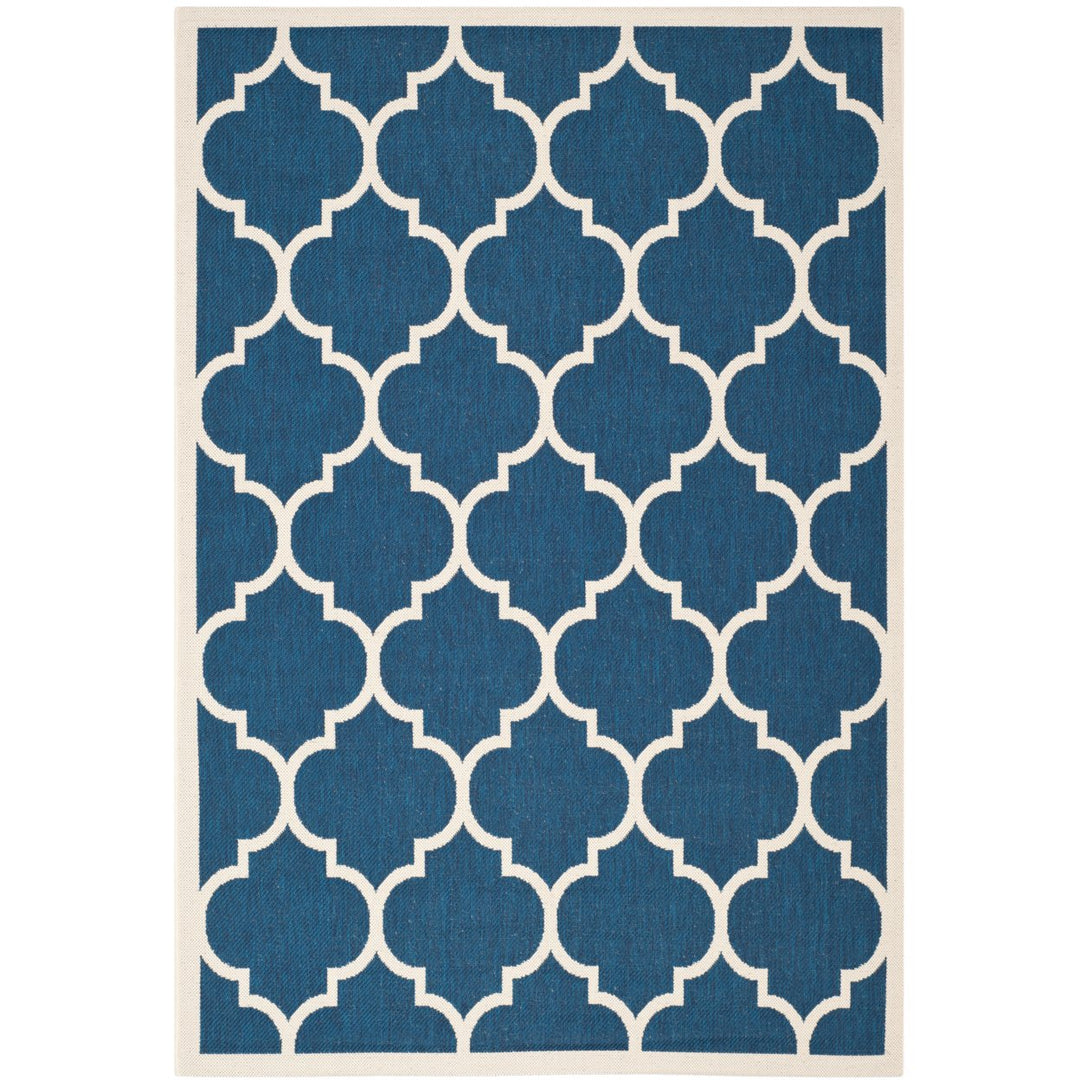 SAFAVIEH Indoor Outdoor CY6914-268 Courtyard Navy / Beige Rug Image 1